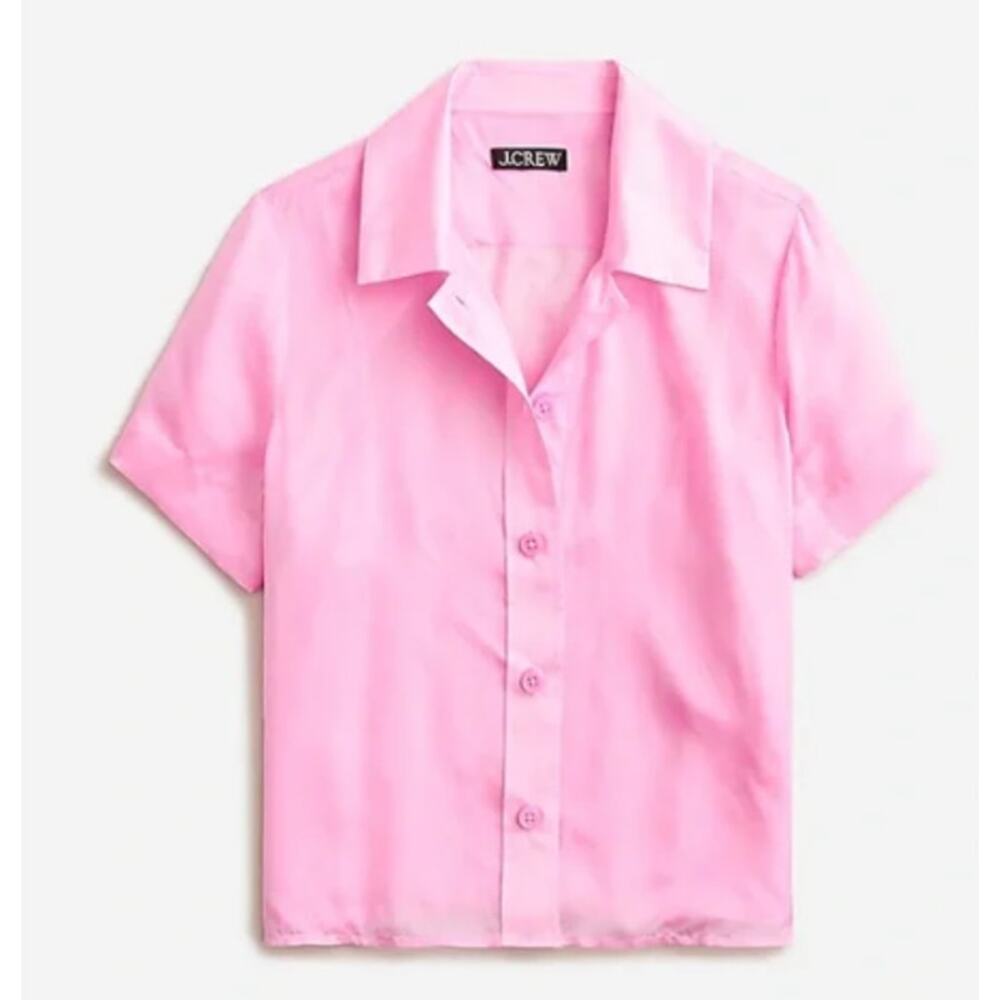 J.CREW Pink Gamine Organza Button Down Shirt Size 2